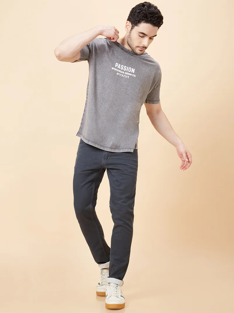 globus  Globus Men Grey Mid-Rise Tapered Fit Jeans for Men | Best Price UAE